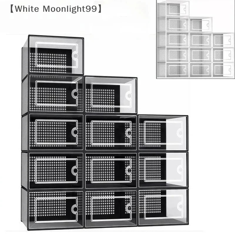 〔White〕Shoe Box Organizer, Clear Stackable Plastic Storage For Sneakers, Dust-Proof Design To Keep Shoes Visible & Protected