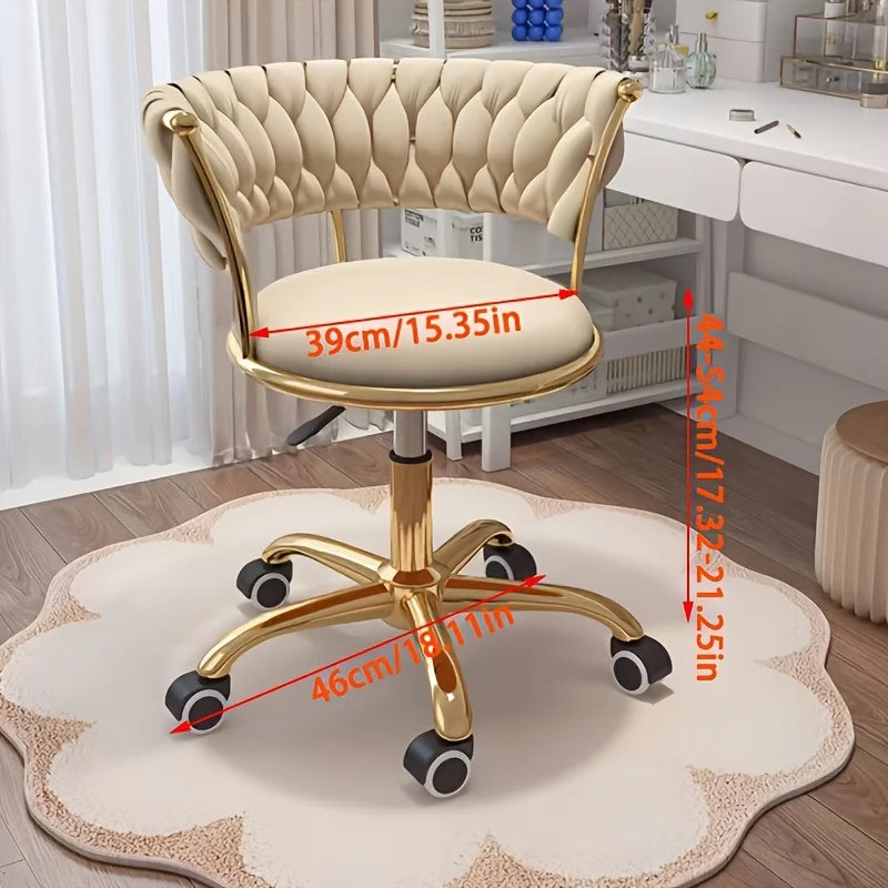 Dressing Chair，Swivel Adjustable Height Vanity Stool, Accent Chair for Bedroom Makeup, Salon, Spa & Home Office