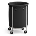 SONGMICS 29-Gallon (110 L) Laundry Basket with Wheels, Rolling Round Heavy-Duty Laundry Hamper Cart with Steel Frame and Removab
