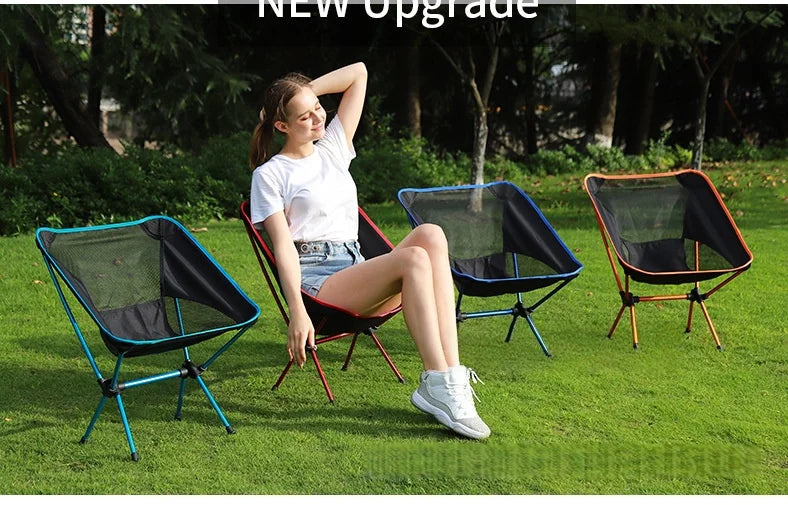 New Outdoor Moon Chair Ultra-Light Folding Camping Chair Portable Leisure Backrest Aluminum Alloy  for Backpacking  fishing