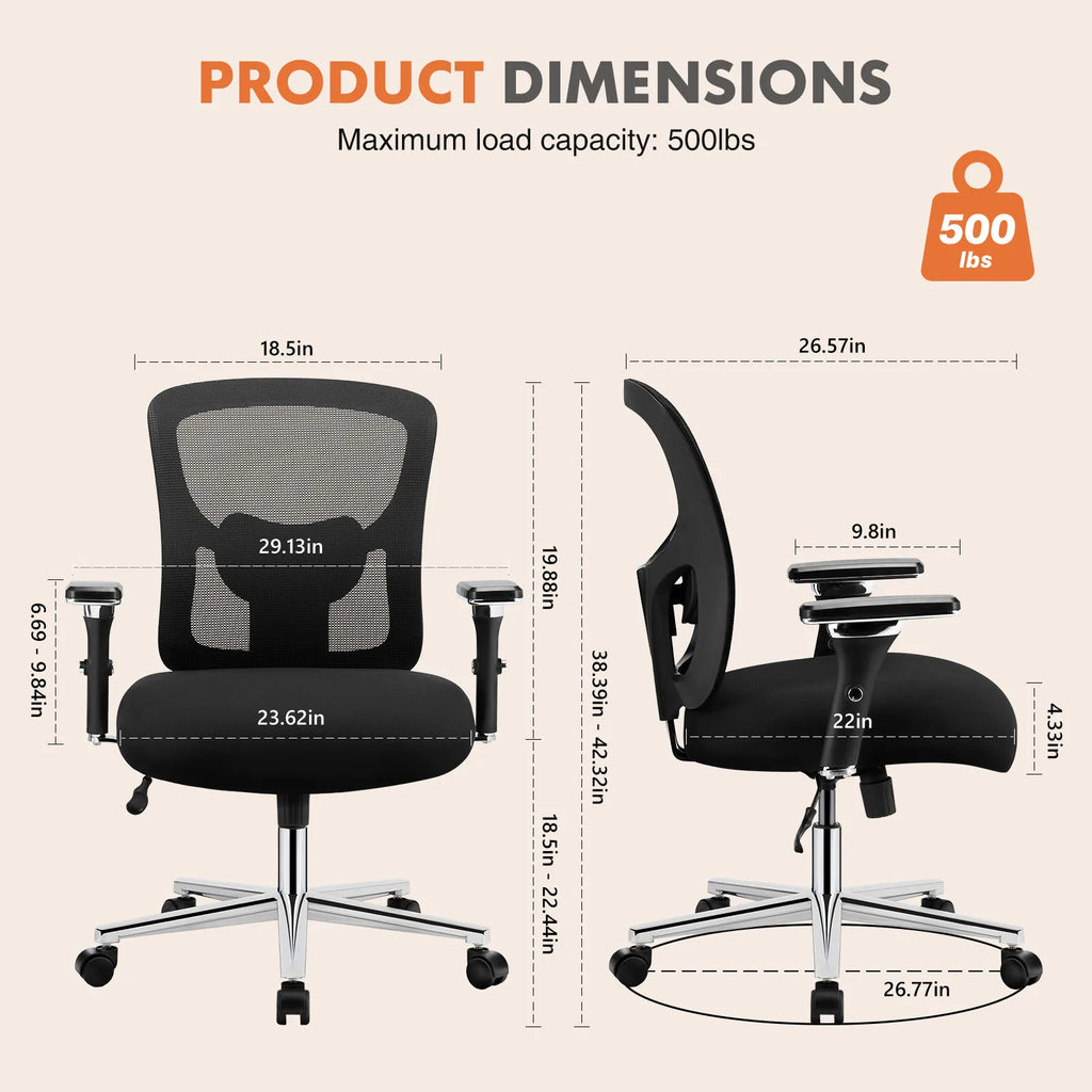 JHK 500lbs Heavy Duty Mesh Backrest Lumbar Support Office Chair Ergonomic Adjustable Height 4D Armrest Gaming Chairs for Home