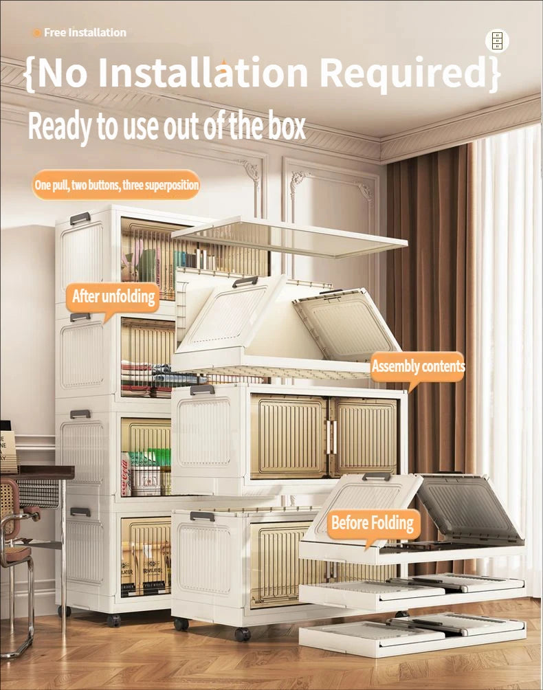 Foldable Plastic Storage Cabinet For Baby Clothes Multi Layered Closet