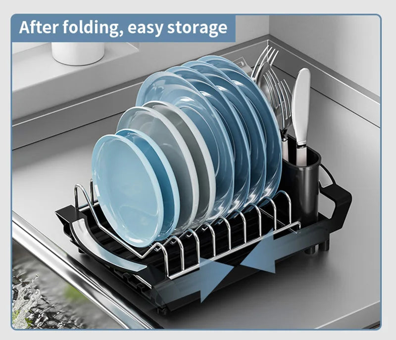1pc Single-layer Draining Rack for Kitchen Bowls Dish Drainer Retractable Kitchen Desktop Storage Rack Kitchen Counter Organizer