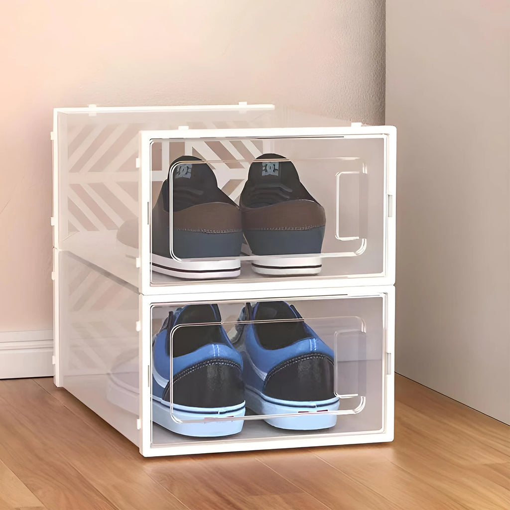 20 Pcs Shoe Storage Box Transparent PP Plastic Shoe Cabinet Moisture & Dust Proof Modern Organizer Black/White