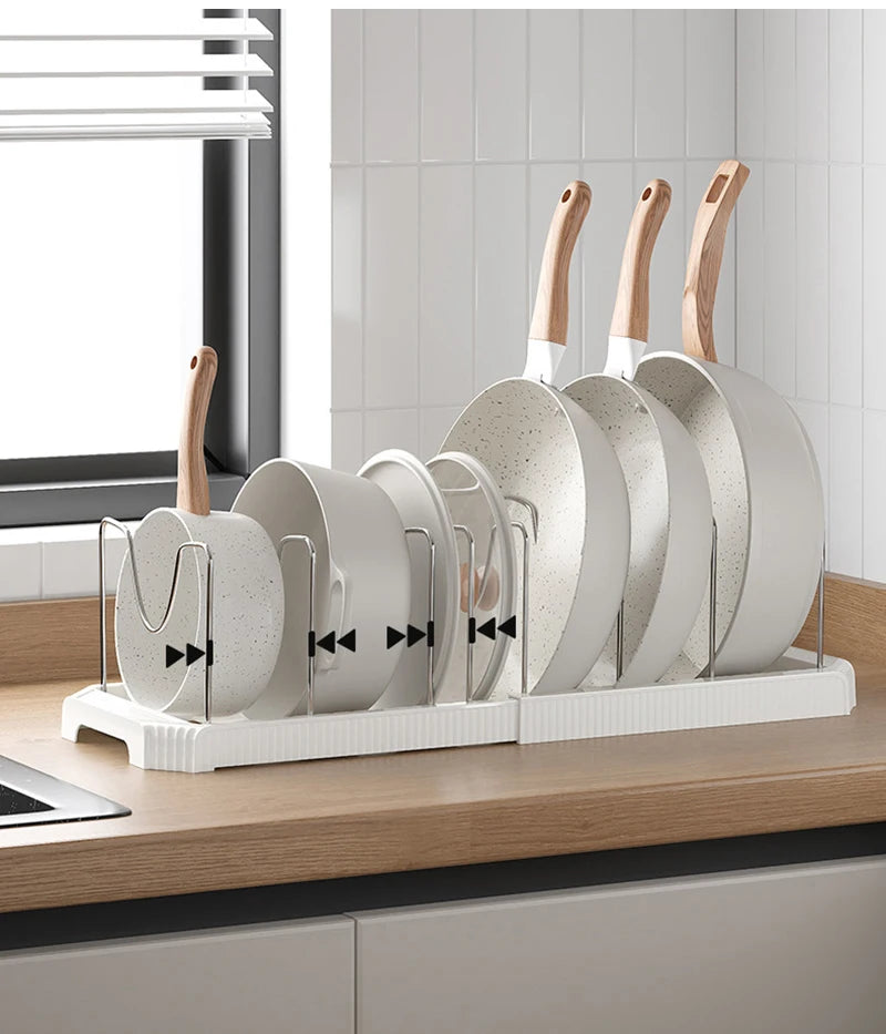 1pc Kitchen Retractable Storage Rack Multi-functional Cabinet Bowl Shelf Kitchen Pot Cookware Draining Rack Kitchen Organizer
