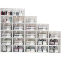24 Pack Shoe Storage Boxes, Clear Plastic Stackable Shoe Organizer, Foldable Shoe Rack, Space-Saving Home & Office Organizatio