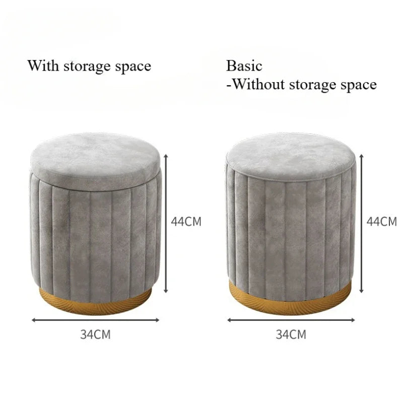 New Storage Round Stool, Shoe Changing Stool with Storage Space, Makeup Stool, Bedroom Dressing Table Round Stool