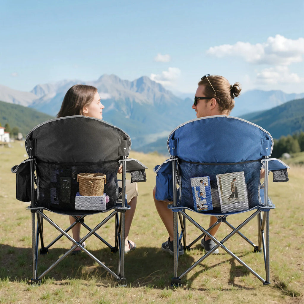 JHK Heavy Duty Camping Chair 450lbs Capacity Portable Folding Chair with Cup Holder Sturdy Steel Frame Outdoor Chair for Camping