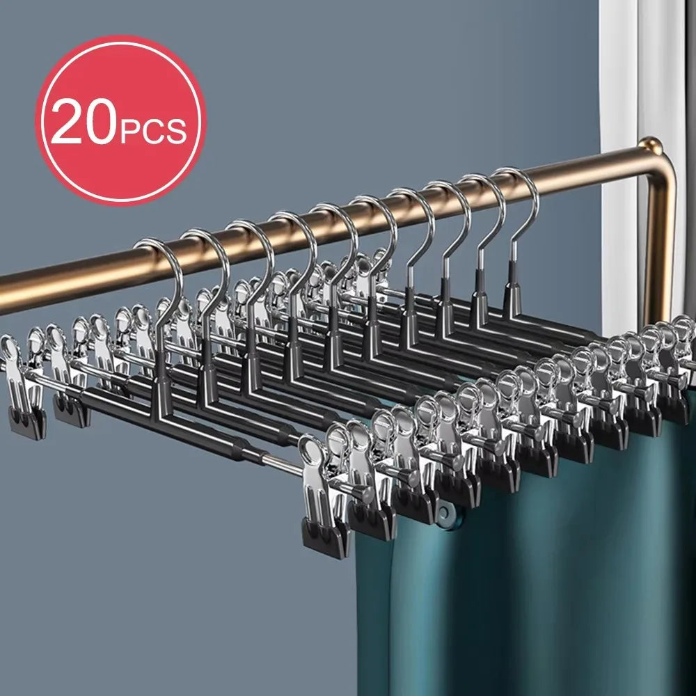 Stainless Steel Wardrobe Clothes Drying Rack With Clips For Pants