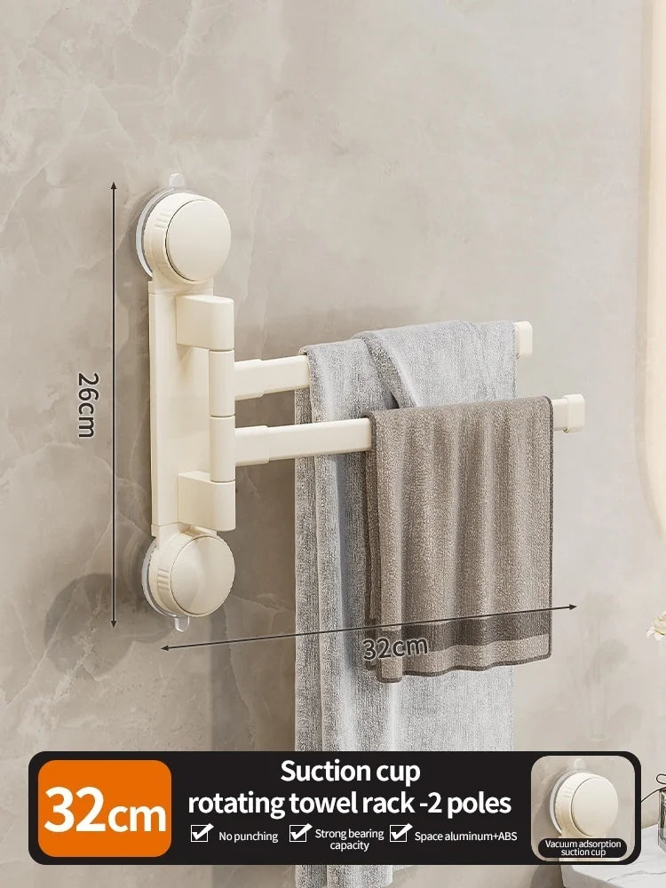 No Need To Drill Suction Cup rotating towel rack multi-bar folding rack towel rack Bathroom bath towel rack Kitchen storage rack