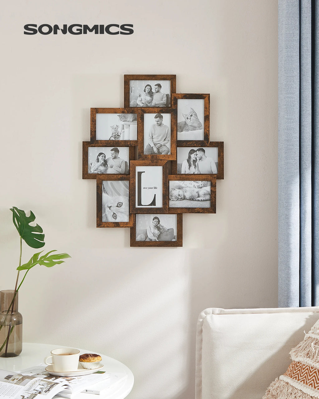SONGMICS 4x6 Collage Picture Frames, 10-Pack Photo Collage Frame for Wall Decor, Glass Front, Assembly Required
