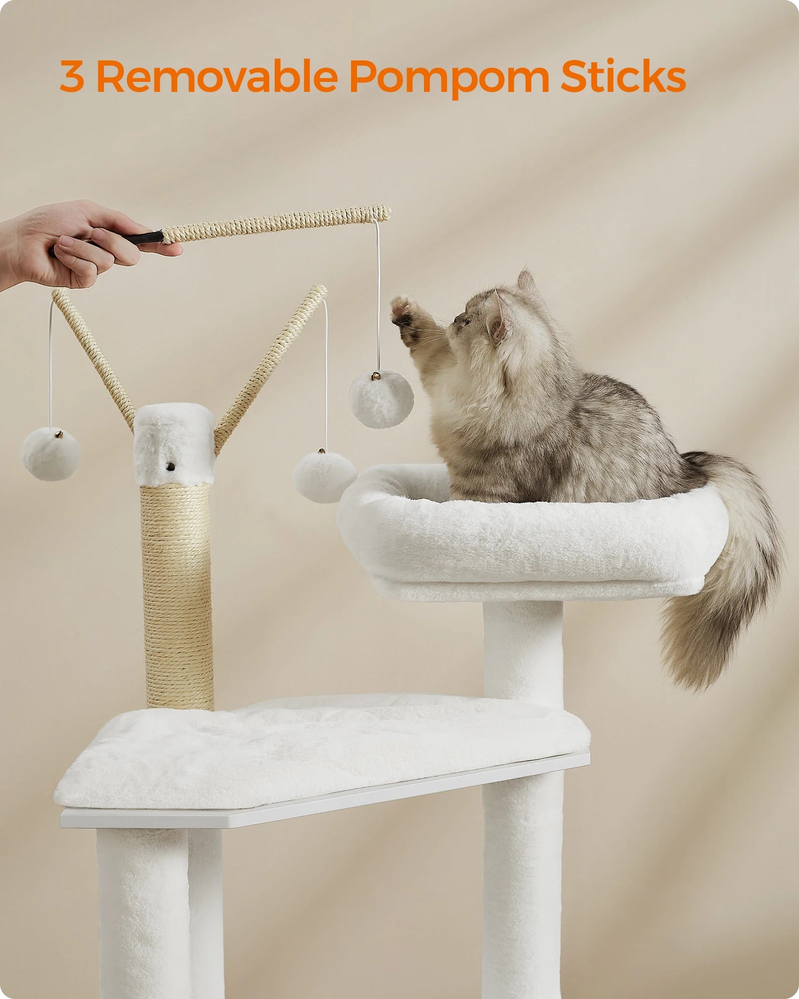Feandrea Cat Tree with Litter Box Enclosure, 59-Inch Modern Cat Tower, 2-in-1 Condo with Scratching Posts, Washable Removable Cu