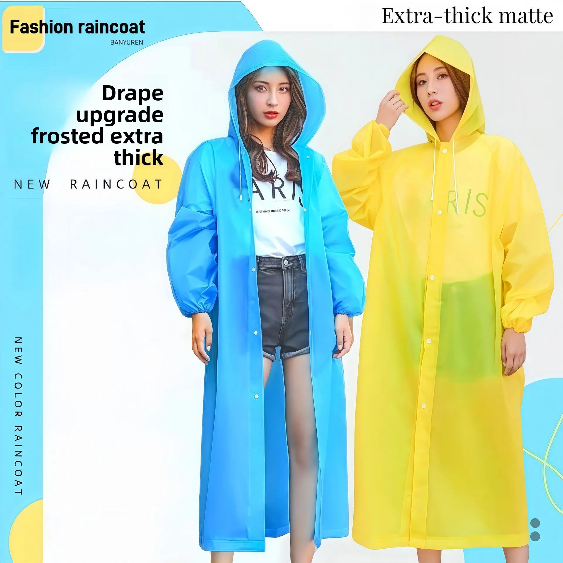 New Waterproof & Splash-Resistant Raincoat – Long Unisex EVA Raincoat with Hood for Travel, Camping, and Fishing