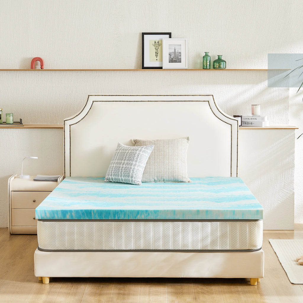JHK 3 Inch Memory Foam Soft Mattress Topper CertiPUR US Certified Thick Gel Cooling Mattress Soft and Breathable Bed Topper