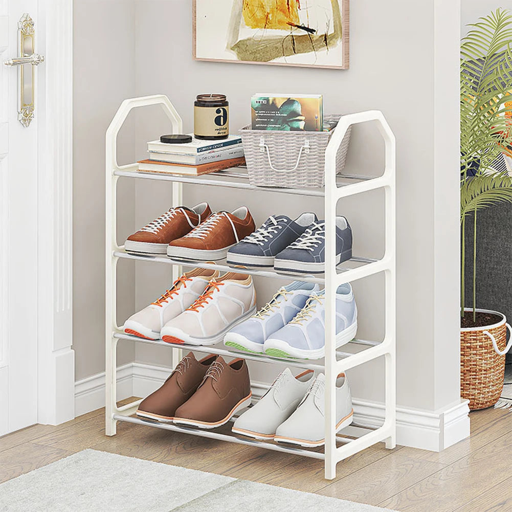4-Layer Metal Shoe Rack Simple Shoe Shelf Footwear Organizer Stand Holder Large Capacity Shoe Shelf Living Room Storage