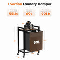 JHK 20IN Cabinets with Movable Wheels Metal Frame and 69L Pull-Out Removable Sorter Bags Clothes Basket Organizer for Furniture