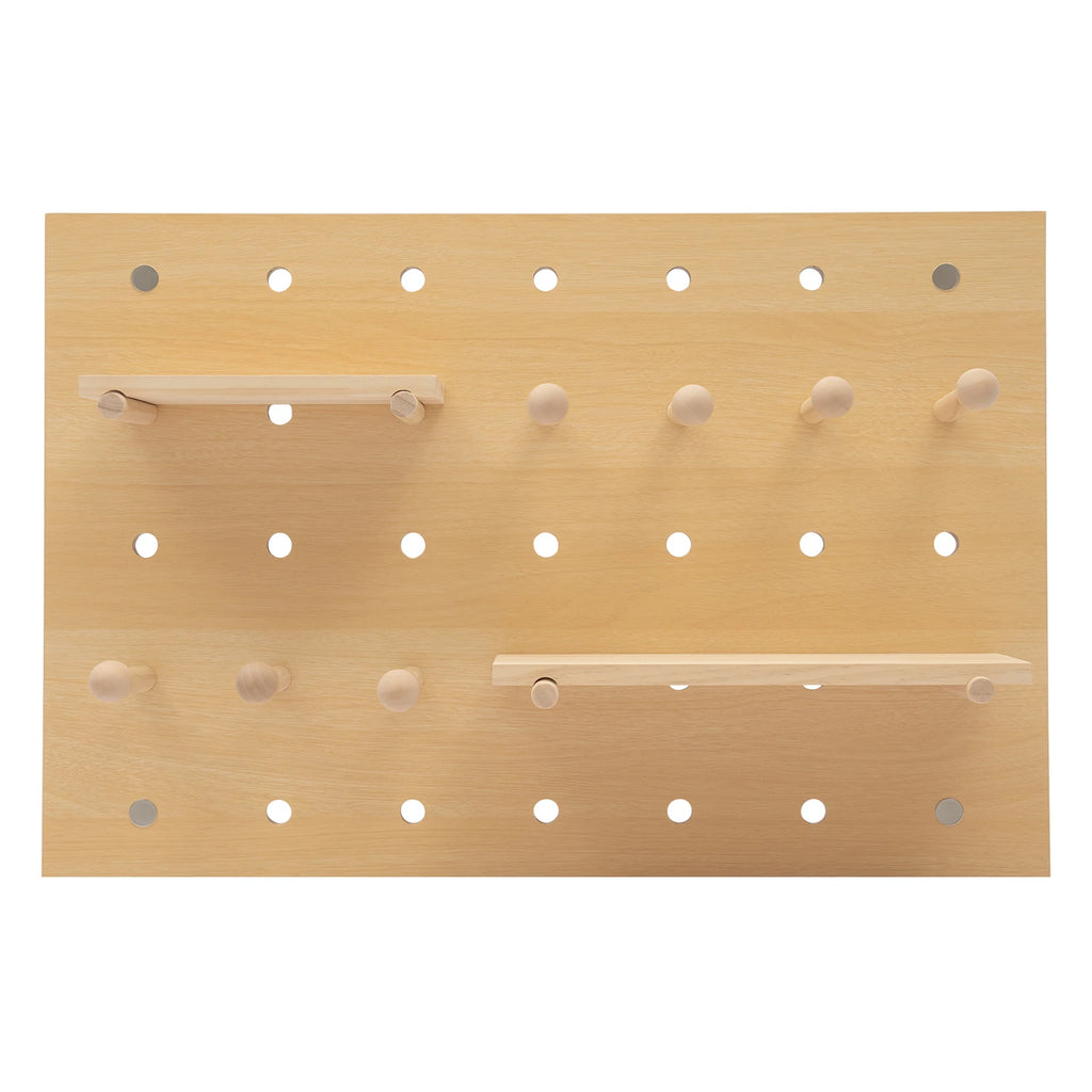 Wall Mount Wood Pegboard, Natural Wood Storage Display Shelf Wall Organizer, Kitchen Office DIY Tool Board Panel Rack Load 10kg