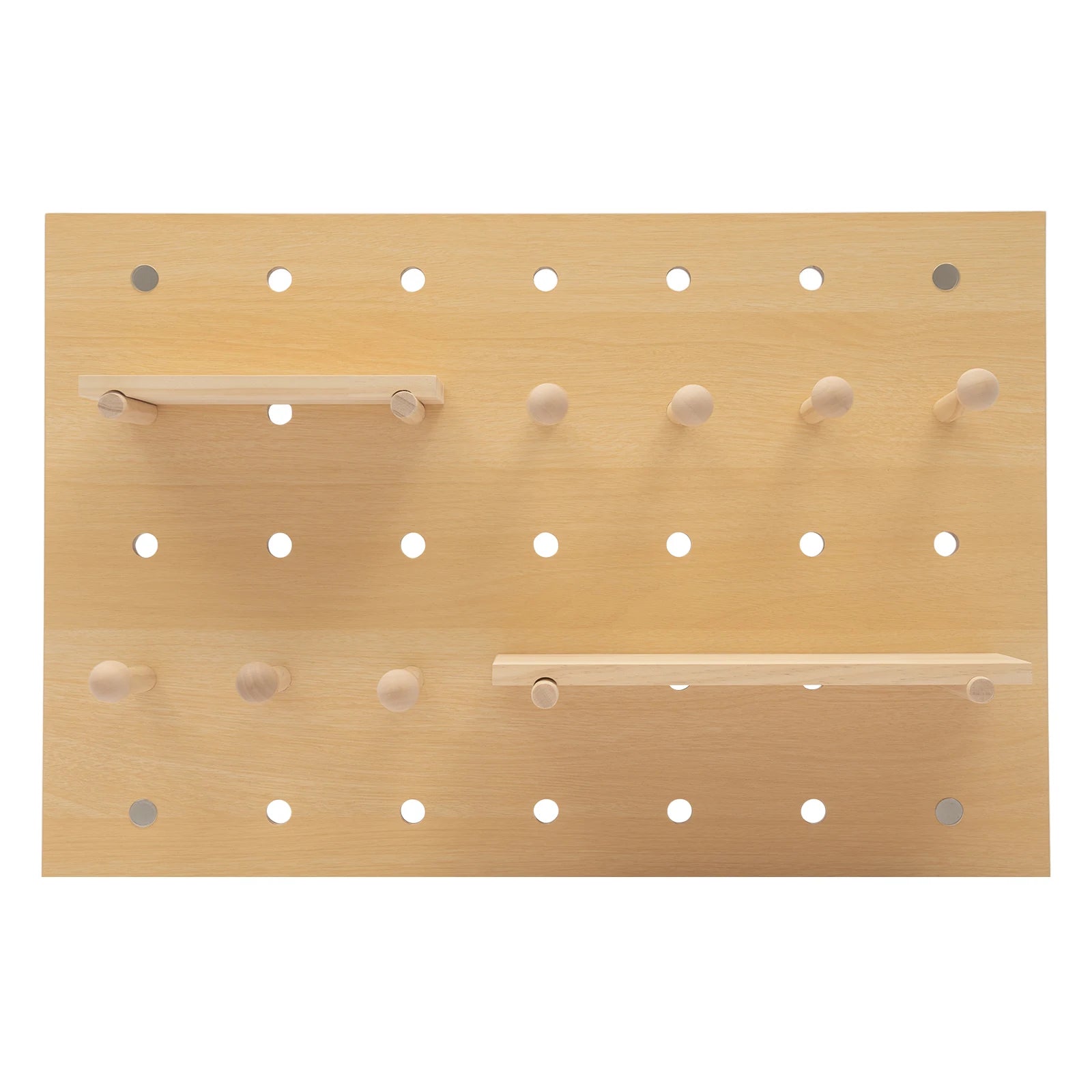 Wall Mount Wood Pegboard, Natural Wood Storage Display Shelf Wall Organizer, Kitchen Office DIY Tool Board Panel Rack Load 10kg