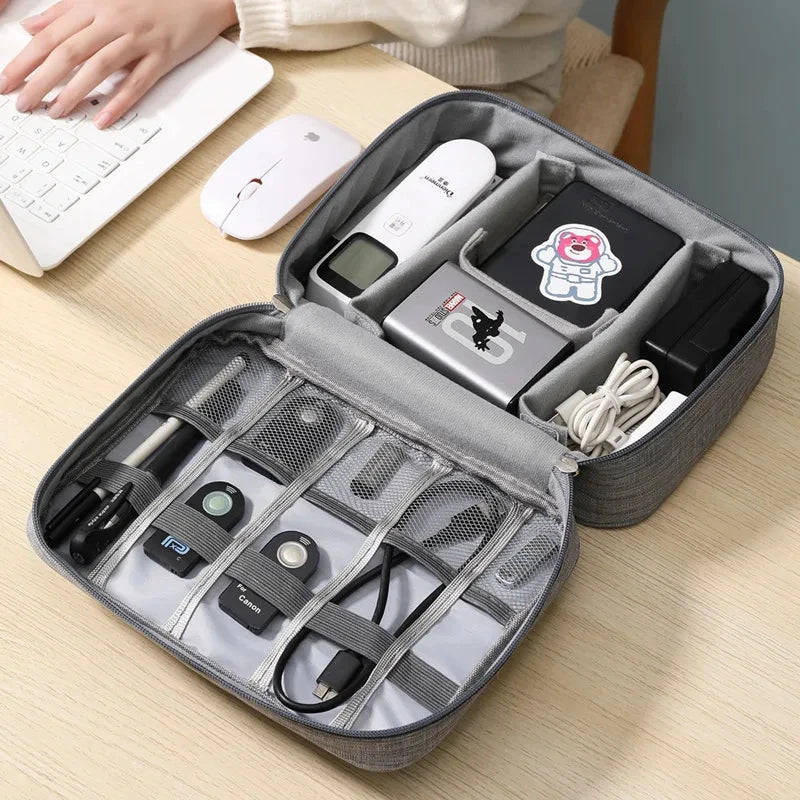 Portable Charging Cable Storage Bag Digital Separated Travel Bag Multifunctional Mobile Data USB Cable Power Bank Organizer Bag