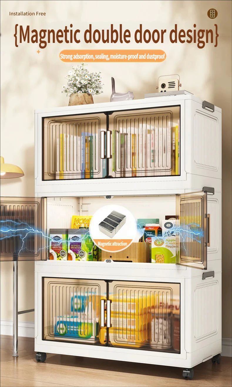 Foldable Plastic Storage Cabinet For Baby Clothes Multi Layered Closet