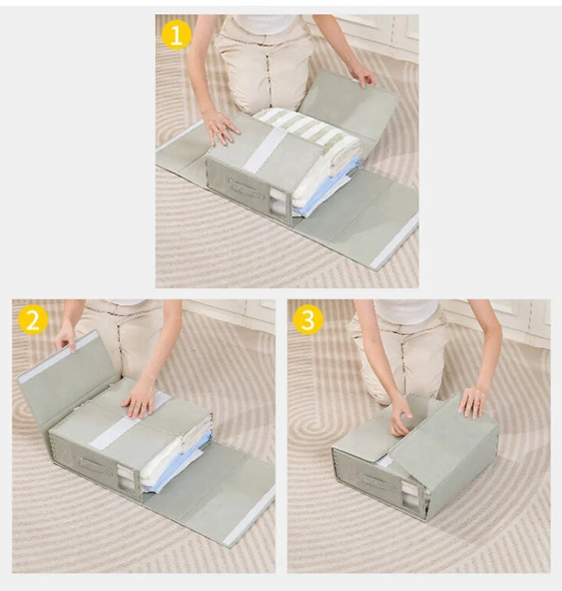 1pc Non-woven Fabric Bed Sheet Storage Box Foldable Clothes Storage Box Large-capacity Covered Storage Basket Wardrobe Organizer