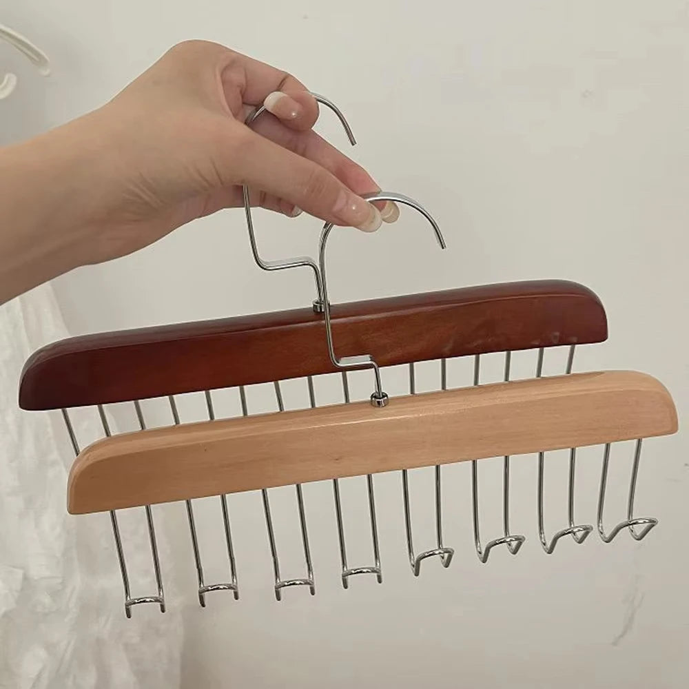 1/2 PCS Multi-functional Solid Wood Clothing Eight-hook Hanger Underwear Sling Belt Vests Silk Scarf Hooks Wardrobe Organizer