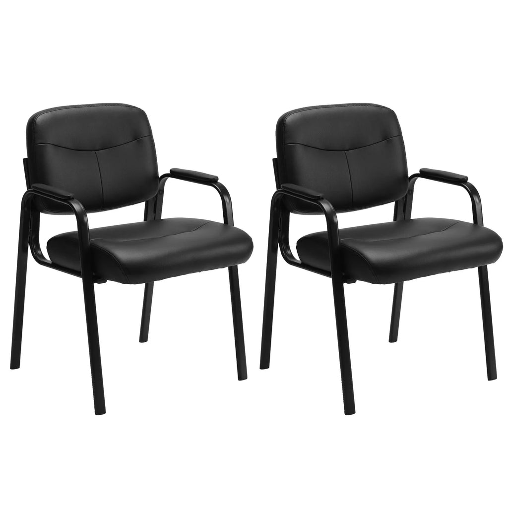JHK Pu Leather Waiting Room Chair Comfy Guest Chairs with Padded Arms for Reception Conference Side Office Desk Home Furniture