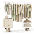 SONGMICS Clothes Rack, 70.9 Inch Wardrobe Freestanding Closet, Heavy Duty Garment Rack with 1 Extendable Hanging Rod, 2 Drawers