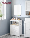 VASAGLE Floor Storage Cabinet, Freestanding Storage Unit with Double Shutter Doors and Adjustable Shelf, for Living room