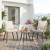 JHK 3 Pieces Wicker Patio Outdoor Set with Soft Cushion and Glass Steel Frame Table Manual Weaving Patio Chairs For Garden Lawn