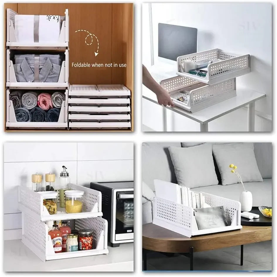Home Stackable Plastic Drawers Organizing Boxes Partition Bedroom Office Organizers Closet Clothes Panties Folding Storage Box