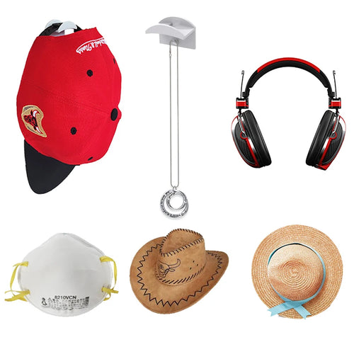 5/10Pcs Baseball Cap Hook Traceless Hat Hanger Wall Mount Cap Headset Necklace Organizer Display Rack Hat Storage Rack Holder