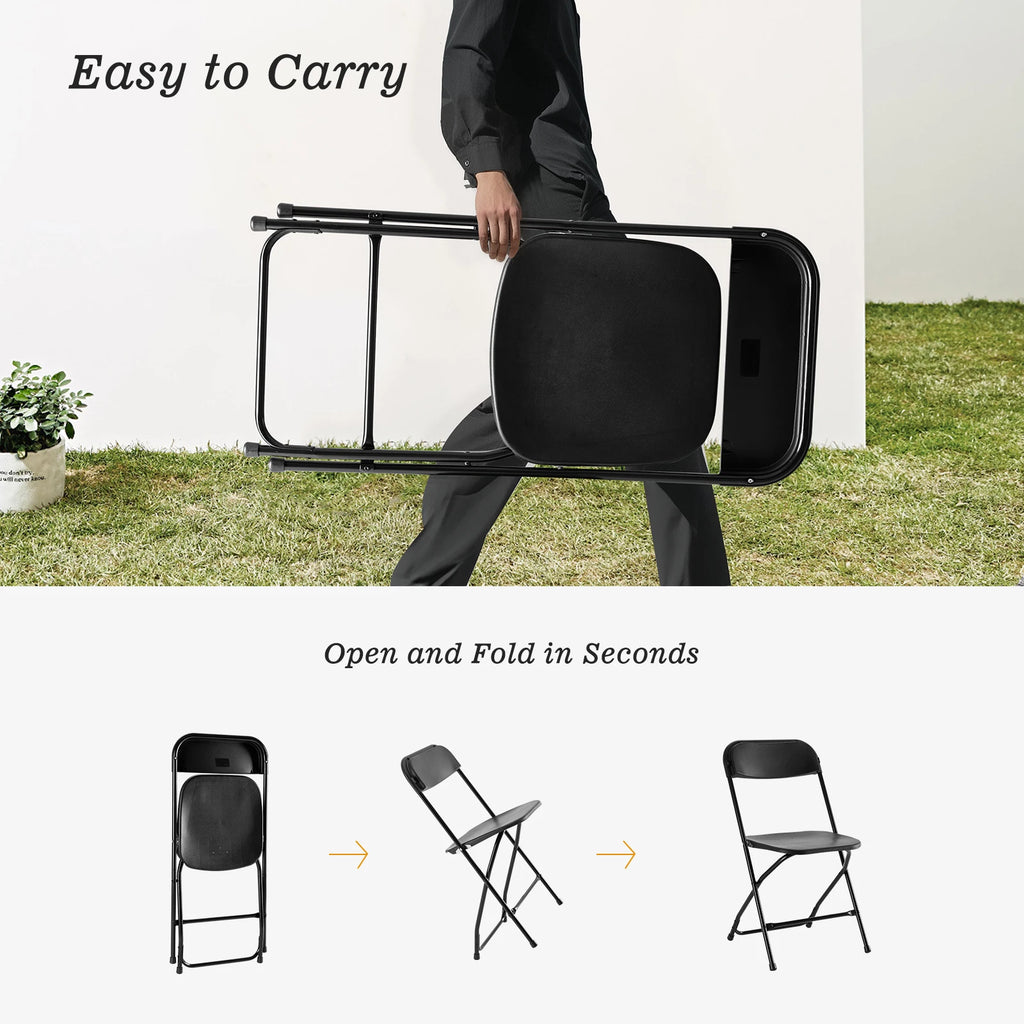JHK Plastic Folding Chair 10 Pack 330LB Load Capacity Living Room Dinner Chairs Lightweight Portable Indoor/Outdoor Home Office