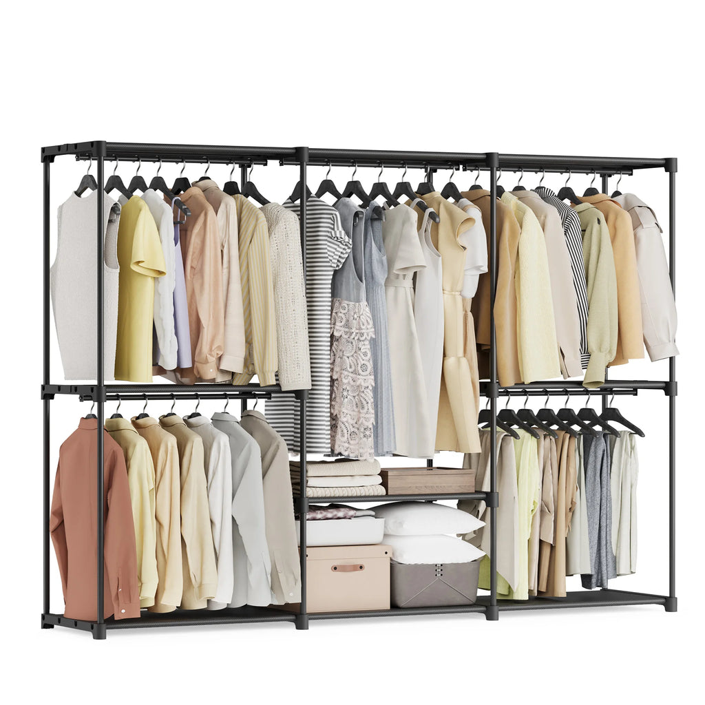 SONGMICS Portable Closet, Freestanding Closet Organizer, Clothes Rack with Shelves, Hanging Rods, Storage Organizer, for Cloakro
