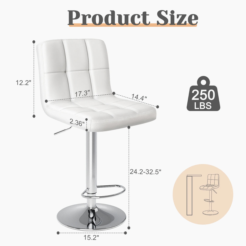 JHK Ergonomic Armless PU Leather Adjustable Swivel Office Chair Counter Height Thickened Seat Cushion with Back Gaming Chair