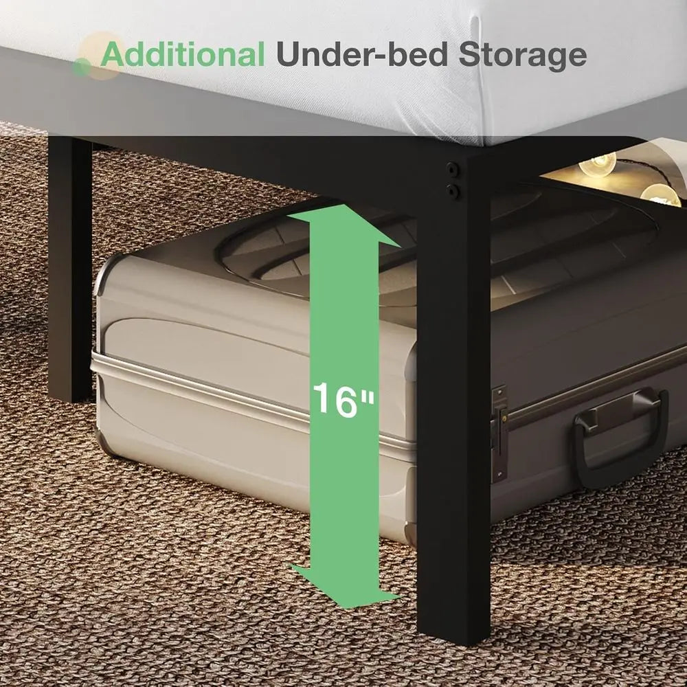 Novilla 18 Inch Queen Bed e with board, Metal Platorm Bed e, Queen Size Bed e No Box Spring Needed, Easy Assembly, Black