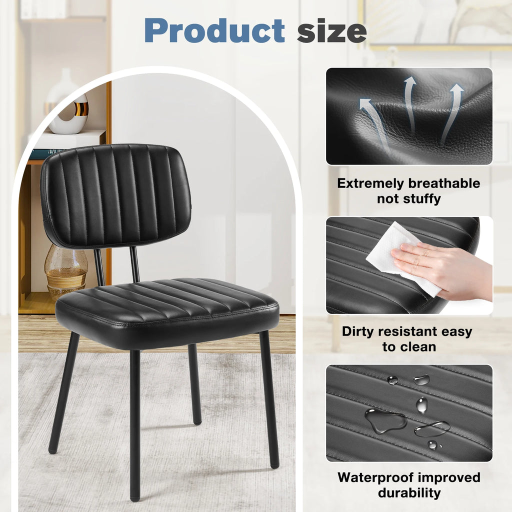 JHK Armless Set of 2 Office Chair Ergonomic Back Lumbar Support PU Leather  Foam Sponge Cushion Seat Modern Computer Chair