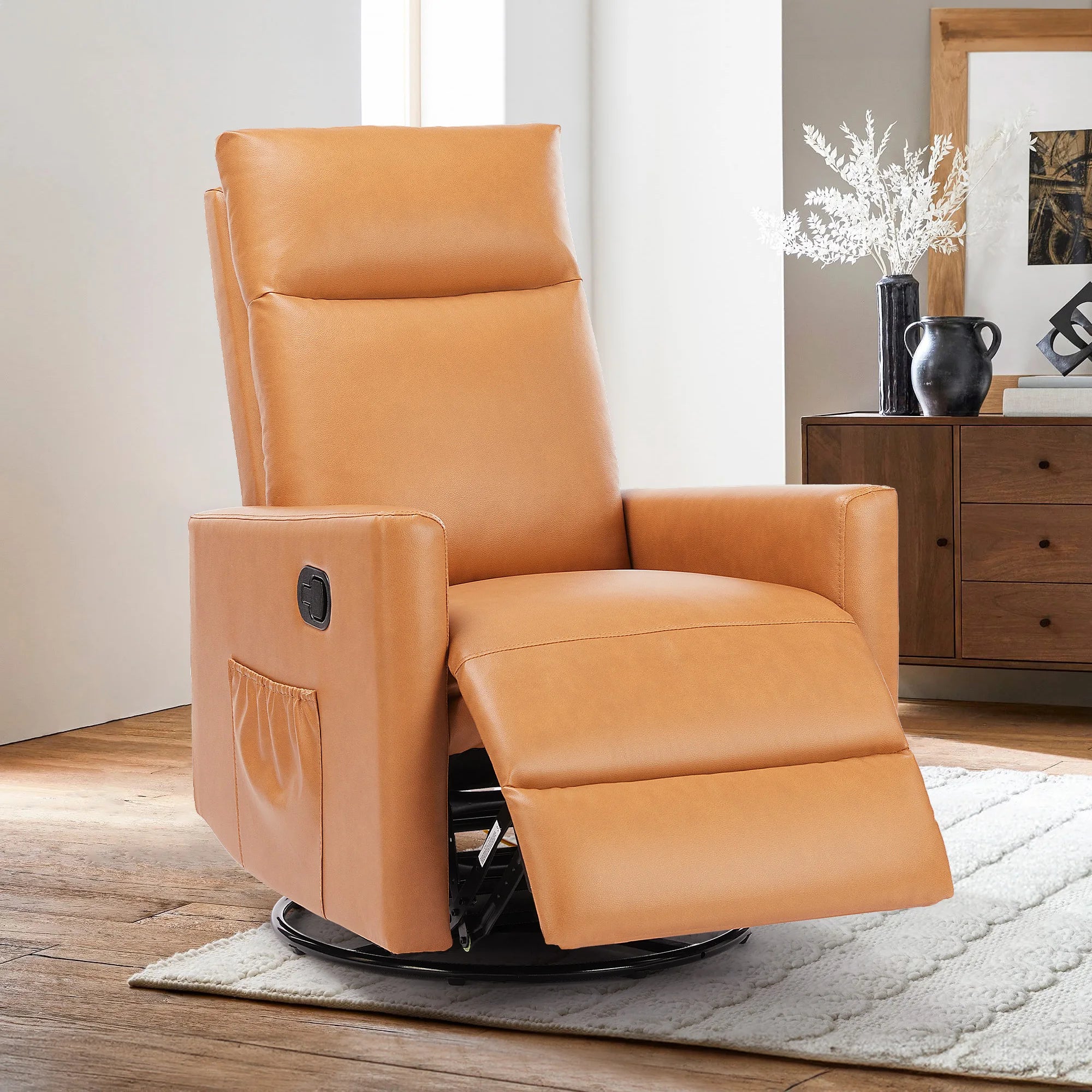 JHK Swivel Rocking Living Room Sofa Glider Rocker Recliners for Living Room with Extra Large Footrest Upholstered Deep Seat