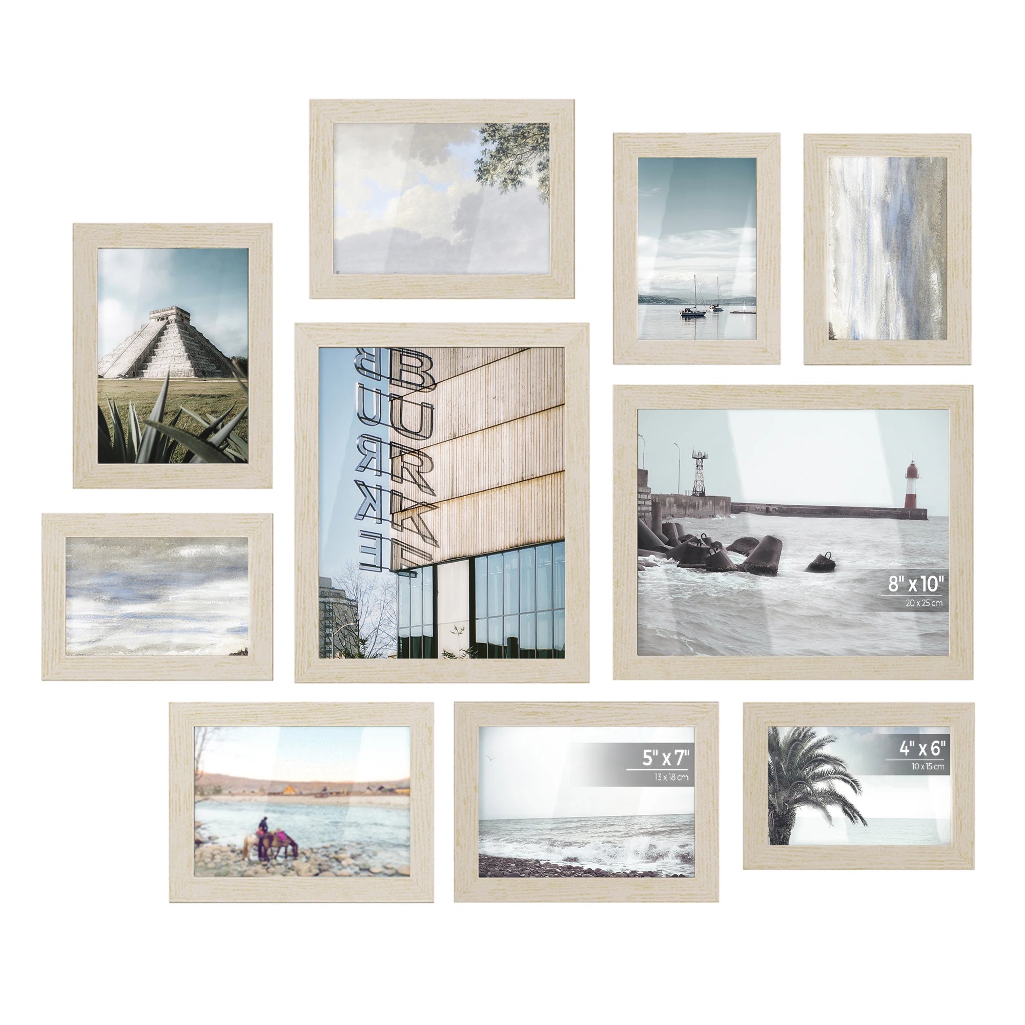 SONGMICS Picture Frames, 10 Pack Collage Picture Frames with Two 8x10, Four 5x7, Four 4x6, Photo Frame Set for Wall Gallery Deco