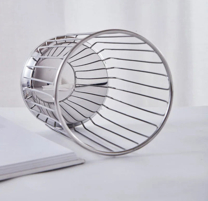 1pc Cutlery Drain Basket Stainless Steel Chopsticks Holder Fork Spoon Storage Basket Kitchen Desktop Hollowed-out Fruit Basket