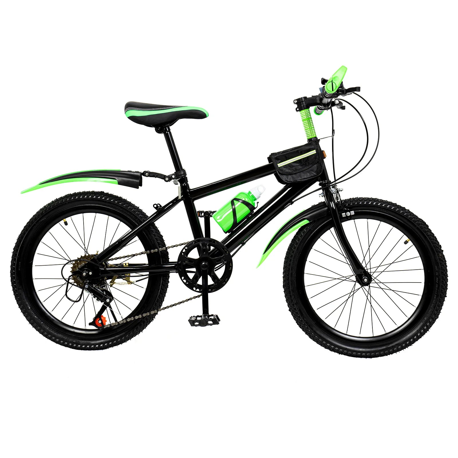20" Mountain Bike 7 Speeds Kids Bicycle Dual-Disc Brakes Unisex Children's Bicycle Height Adjustable MTB Boys Girls Riding Bike