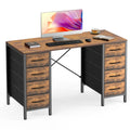 JHK 47 Inch Computer Desk with 8 Fabric Drawers Office Gaming Desk Writing Study Table with X-Shaped Reinforced Structure