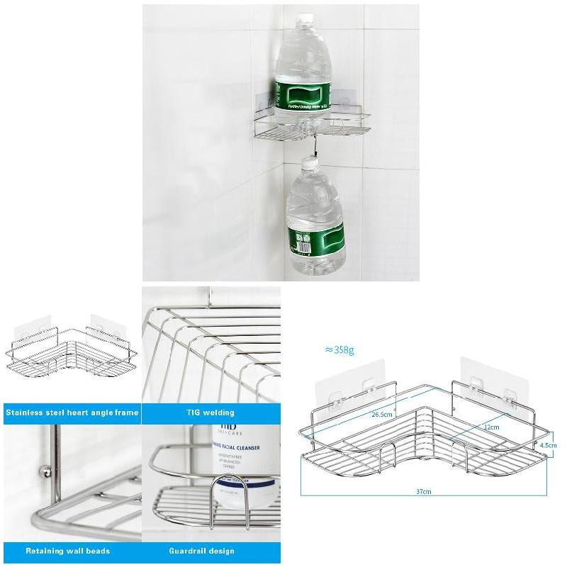 Household Bathroom Storage Rack Stainless Steel Triangular Durable Shampoo Soap Storage Shelves For Kitchen Indoor Accessories