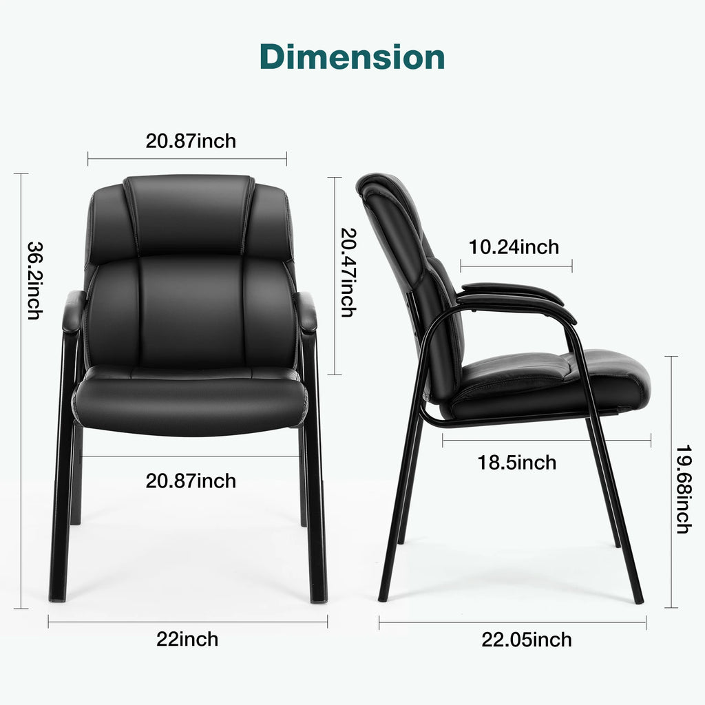 JHK PU Leather Padded Backrest Office Chair Living Room Ergonomic Waterproof Waiting Room Seat Thickened Sponge Cushion Arms