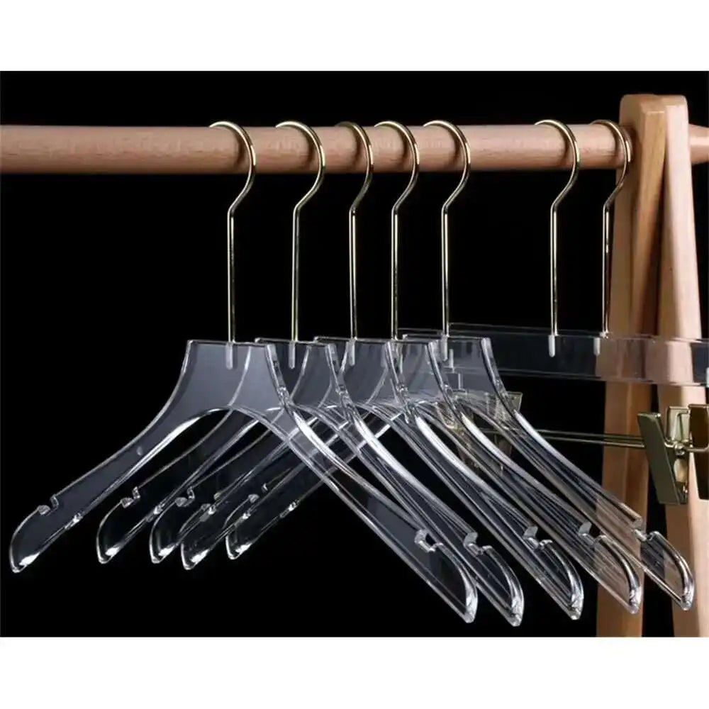 Acrylic Transparent Hanger Display Rack With Crystal Clips For Clothes And Pants