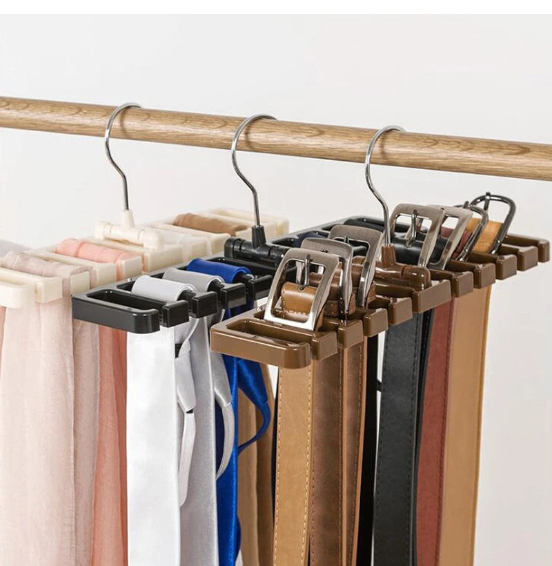 Tie Belt Hanger Wardrobe Closet Organizer 10 Card Slots Large Capacity Belt Storage Rack Scarf Tie Hanging Organizer Scarf Hook