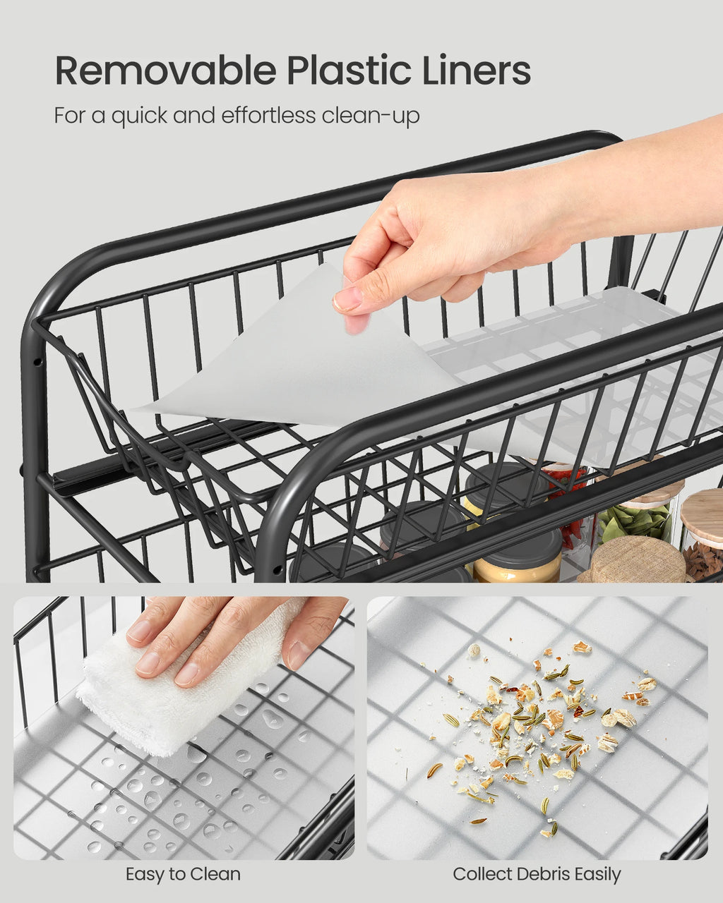 SONGMICS 2-Tier Pull Out Cabinet Organizers, Under Sink Organizer, Bathroom Organizer and Storage, Sliding Basket Drawers, Stack