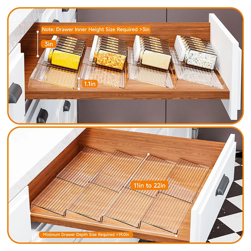 Kitchen Drawer Seasoning Bottle Storage Rack Stepped Style Multiple Layers Cabinet Organizer Adjustable Spice Jars Display Stand