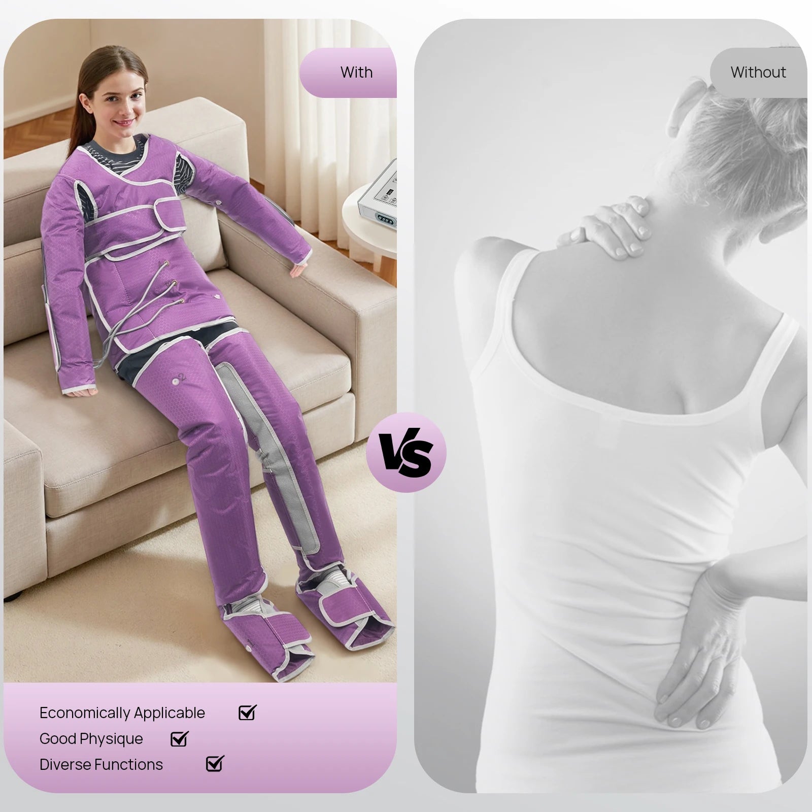 400W Air Pressure Body Slimming Suit, 7 Levels Adjustable Pressotherapy Heating Massage Device for Home Beauty Salon Spa Relief