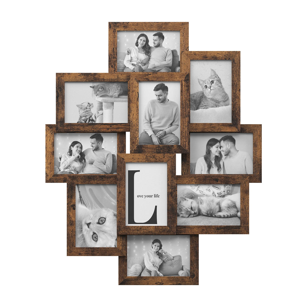 SONGMICS 4x6 Collage Picture Frames, 10-Pack Photo Collage Frame for Wall Decor, Glass Front, Assembly Required